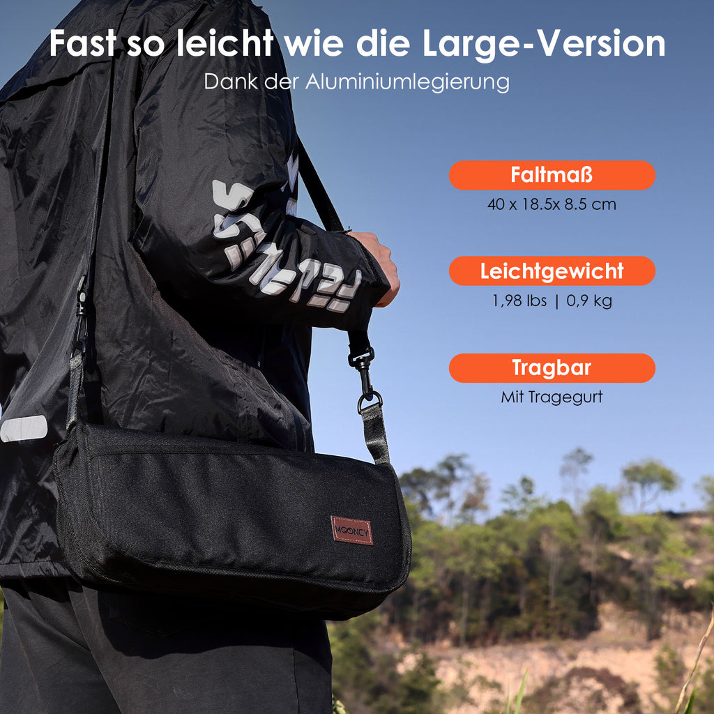 MOONCY Tragbarer Campinghocker – Revolutionäre Falttechnologie  Kleiner falten. Schneller aufklappen. Intelligenter transportieren