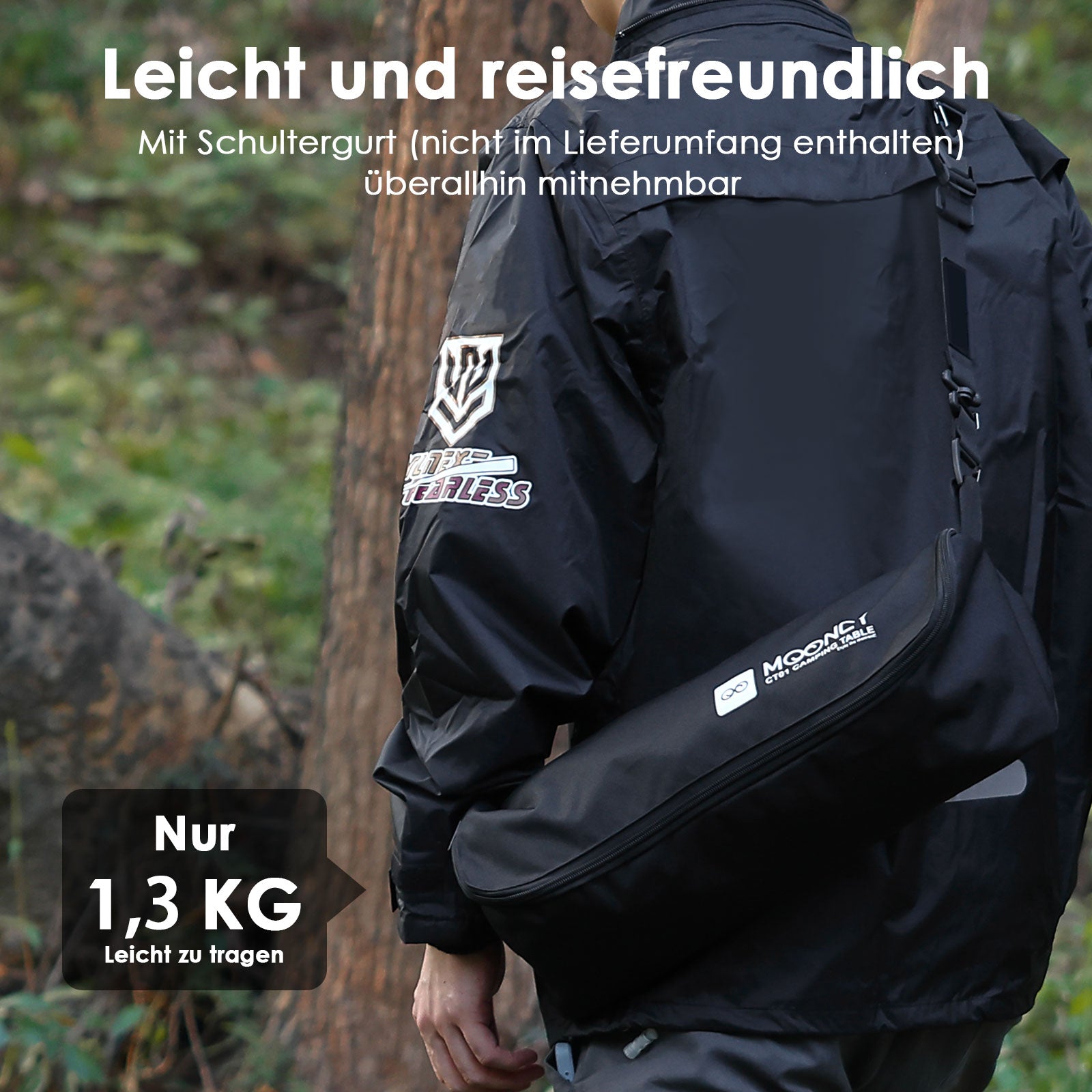 MOONCY Campingtisch Klappbar, Ultraleichter Klapptisch mit Ölbeständiger Matte und Netzbeutel, Tragbarer Picknicktisch bis 35 kg belastbar, ideal für Wandern, Angeln, Grillen und Strand