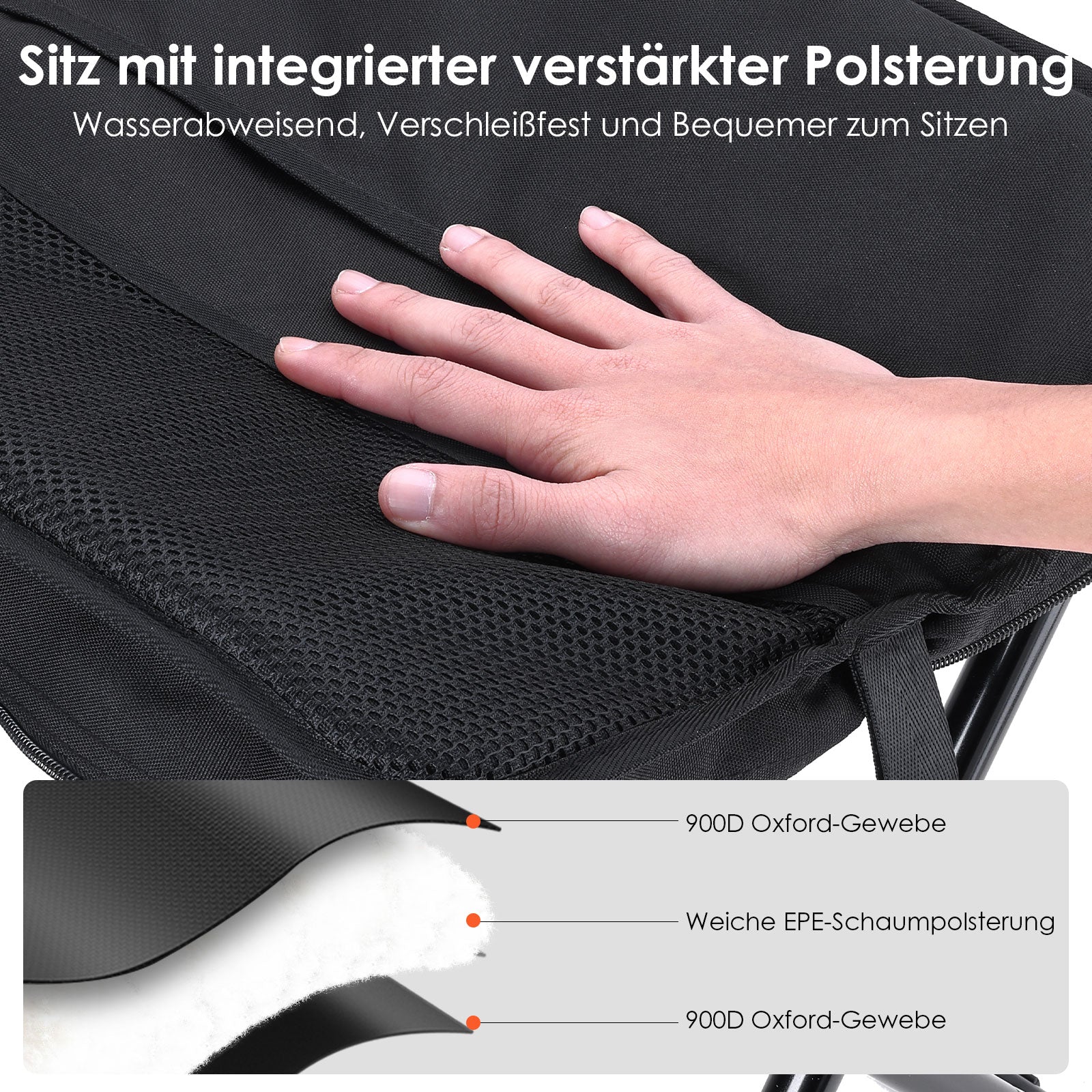MOONCY Tragbarer Campinghocker – Revolutionäre Falttechnologie  Kleiner falten. Schneller aufklappen. Intelligenter transportieren